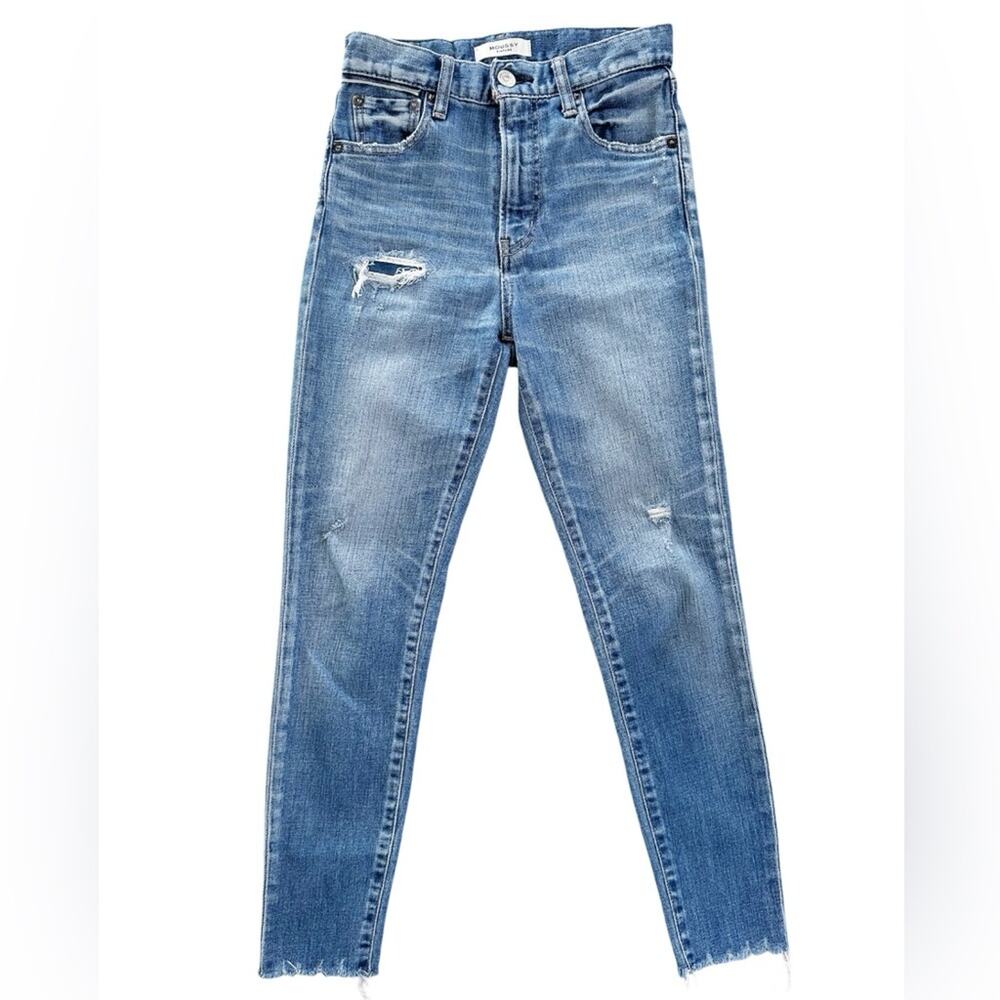 Moussy Vintage Hammond Skinny High-Rise Jeans Medium Wash Distressed Size 24